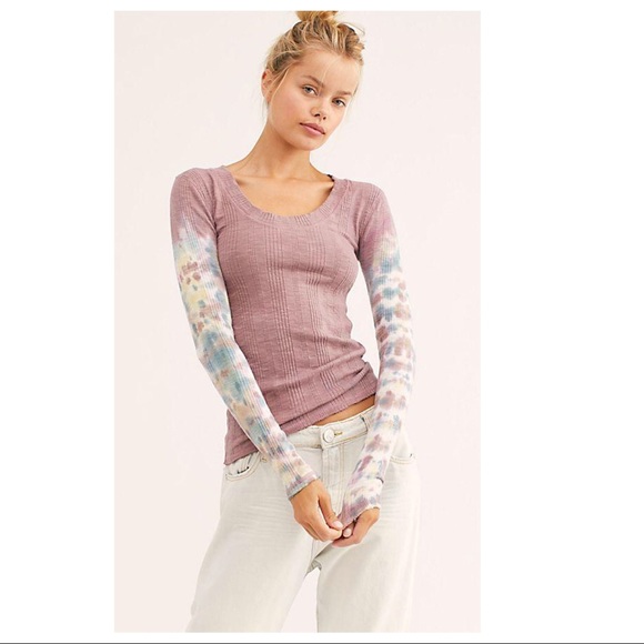 FREE PEOPLE BOHO TOP LONG SLEEVES RIB KNIT TEE A2C - Picture 3 of 16